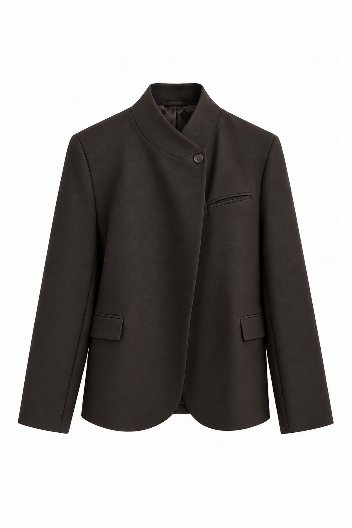 Single Button Asymmetric Cut Jacket — photograph 2