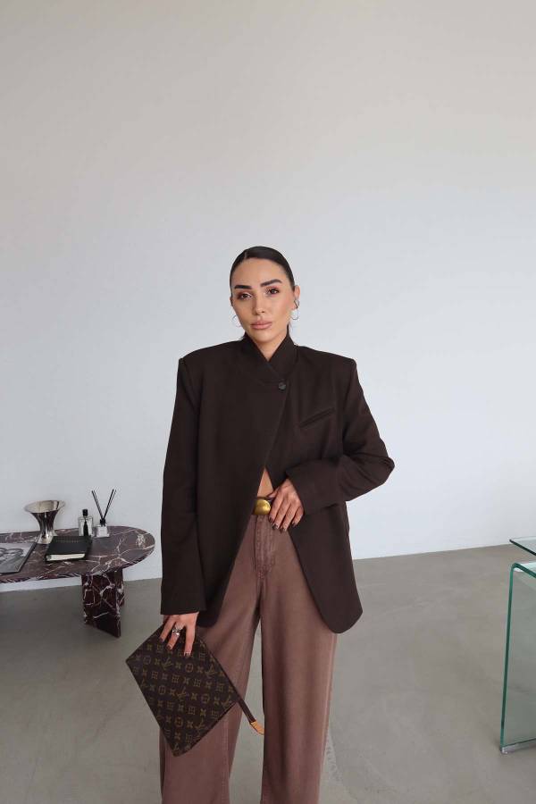 Single Button Asymmetric Cut Jacket