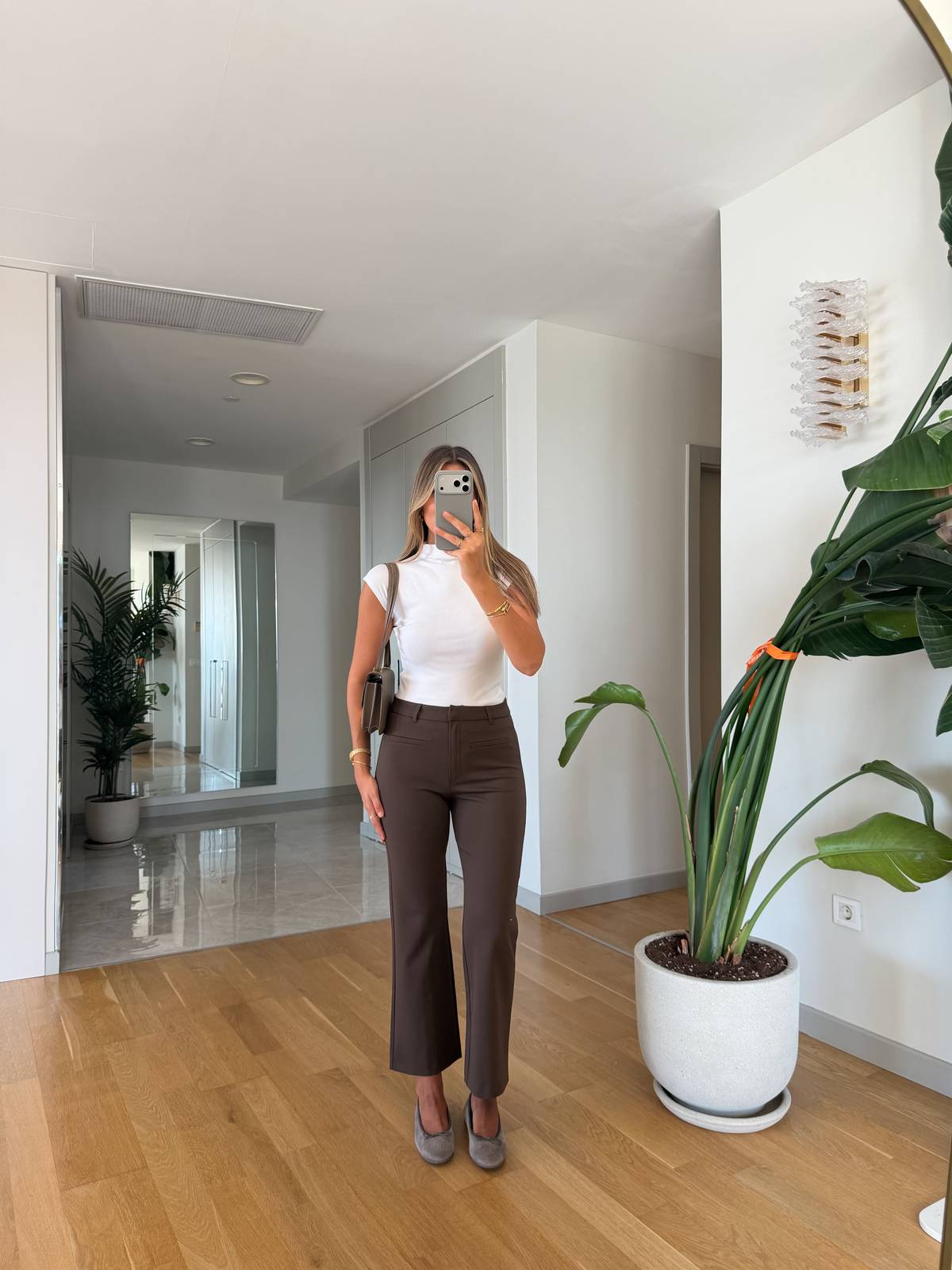 Hidden Pocket Detail Mini Flare Trousers
