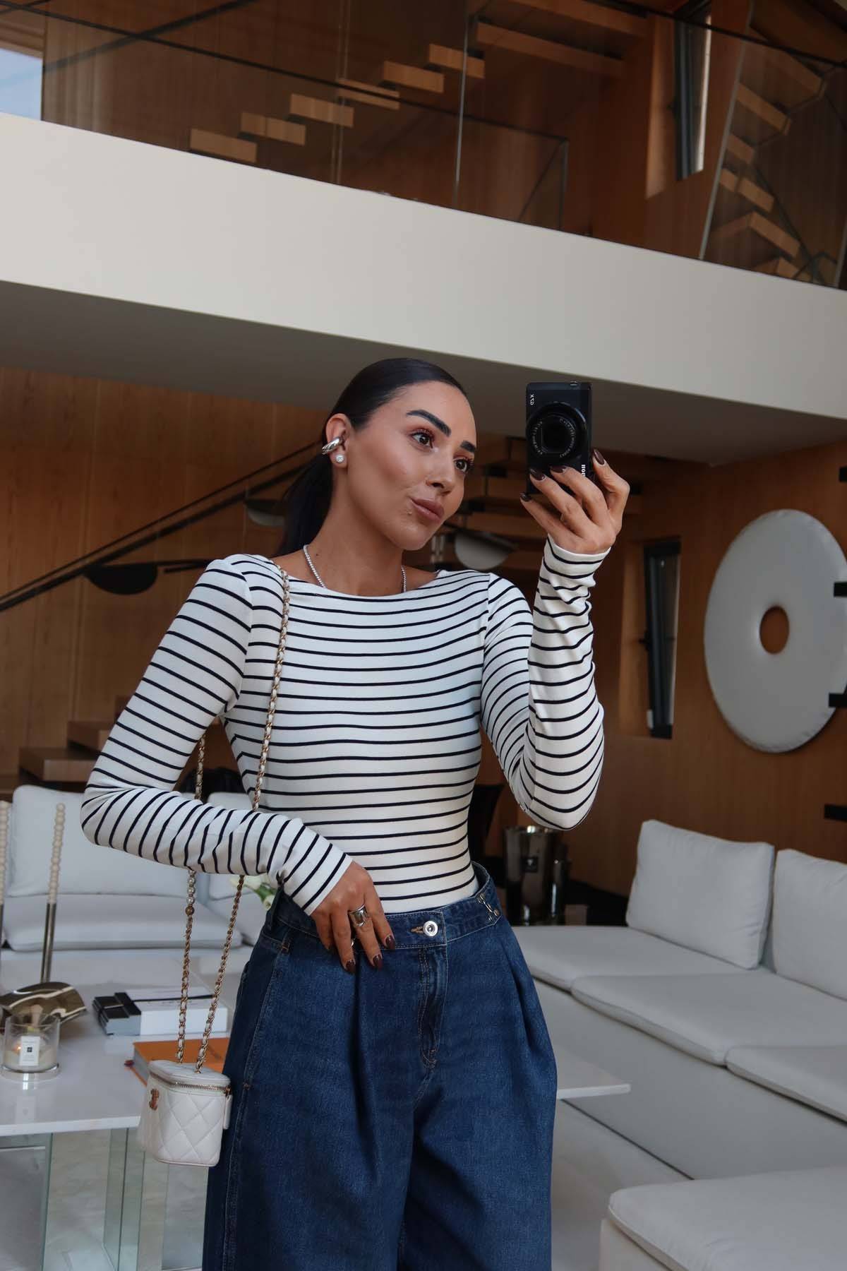 Boat Neck Striped Top