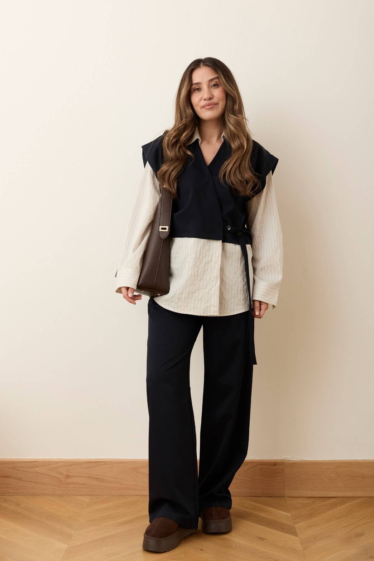 Navy Shirt Detail Waistcoat Trousers Set — photograph 2
