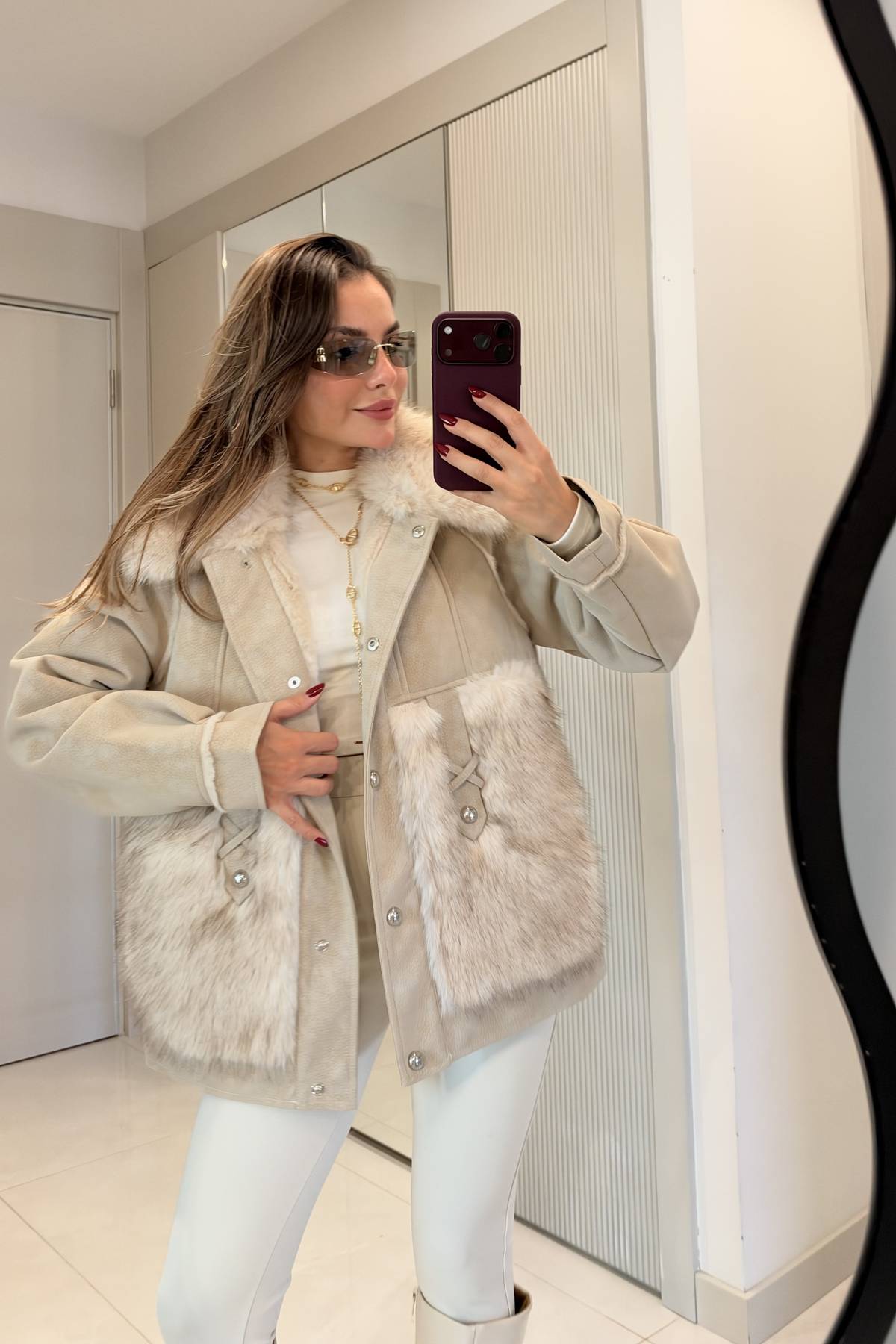 Braga Fur Detail Premium Luxury Coat — photograph 2