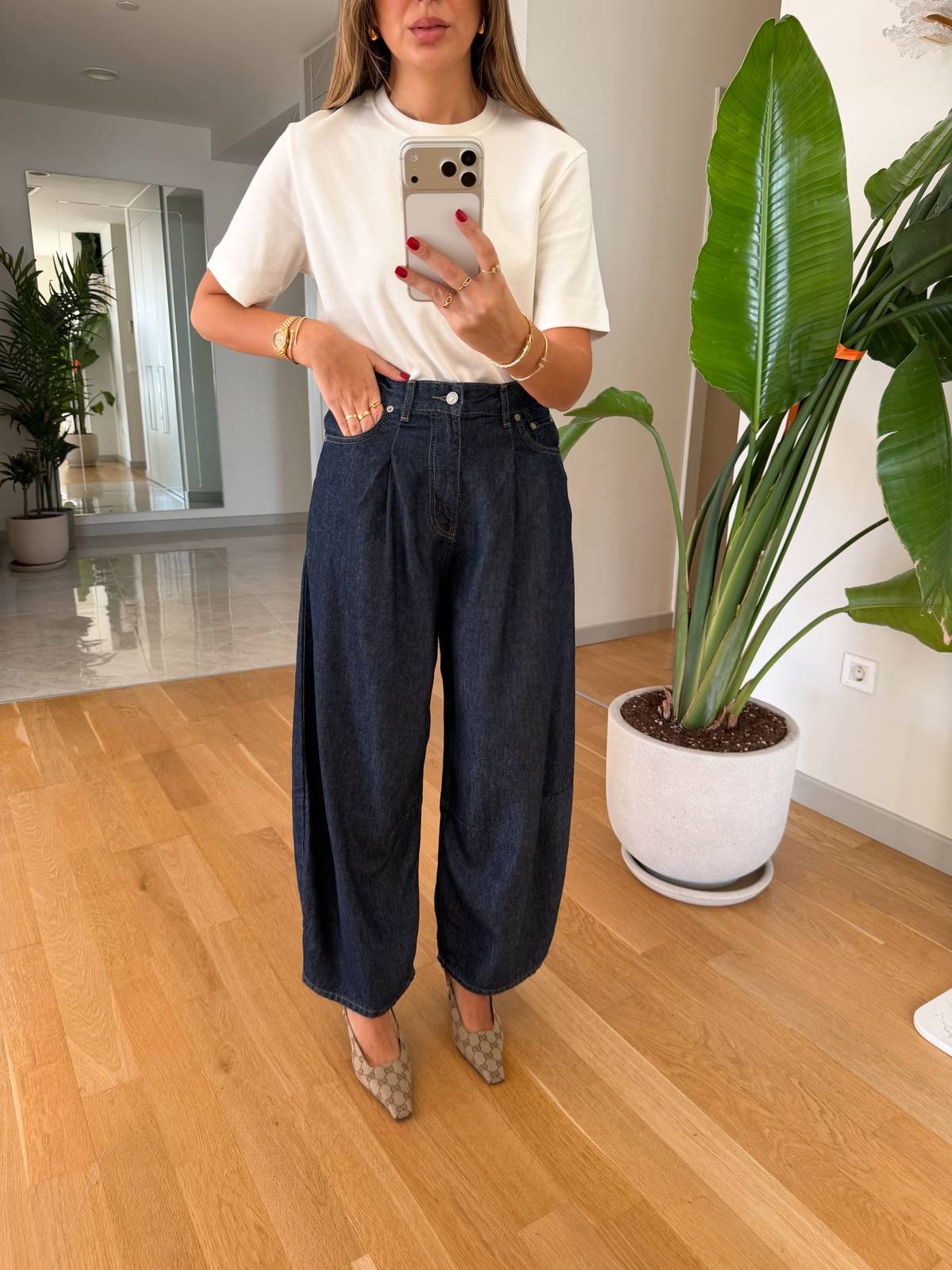 Tensel Barrel Trousers Navy — photograph 3