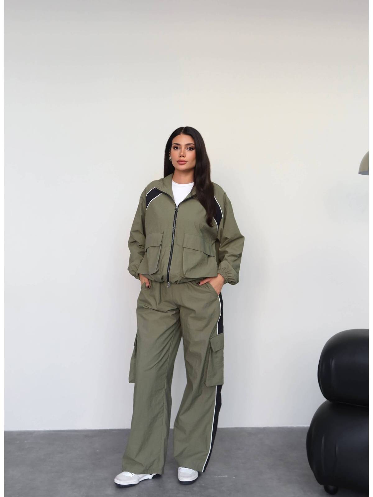 Hooded Parachute Tracksuit Set