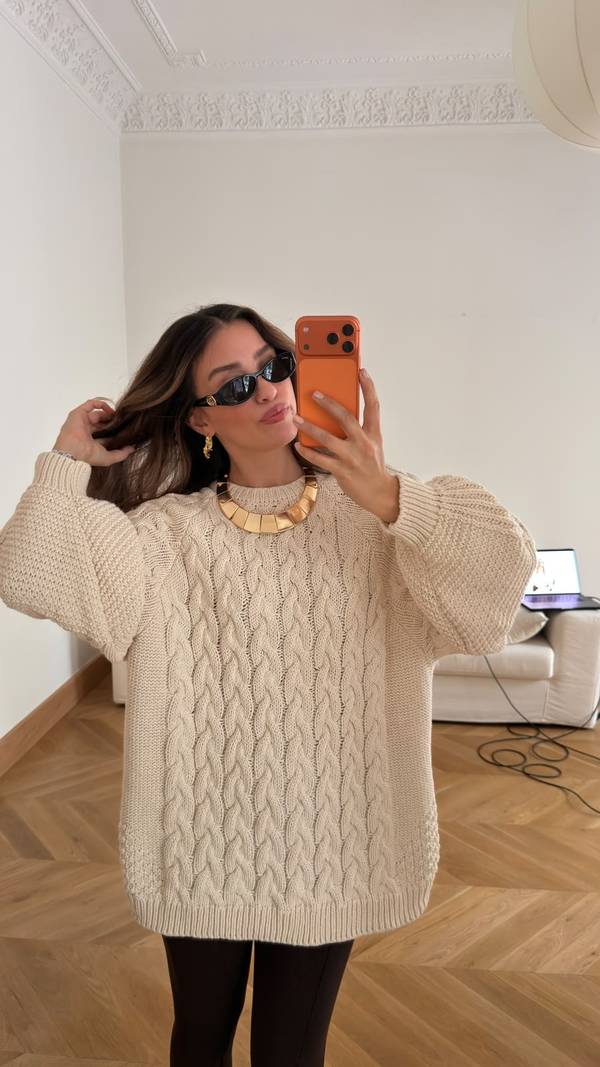 Cable Knit Detail Oversized Jumper