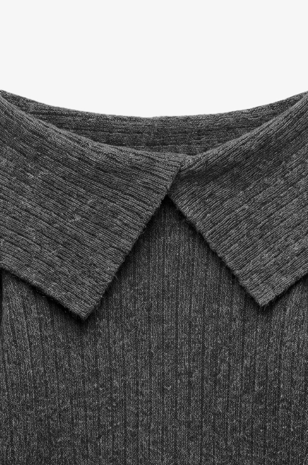 Charcoal Side Split Sweetheart Neck Jumper — photograph 4
