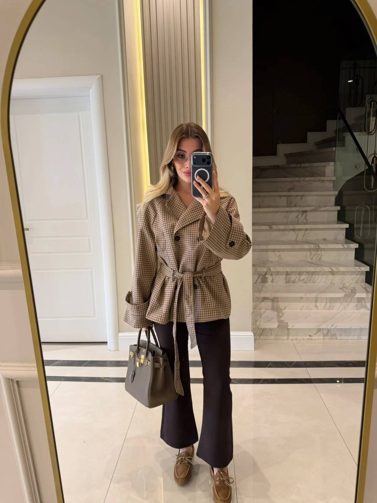 Houndstooth Trench Coat