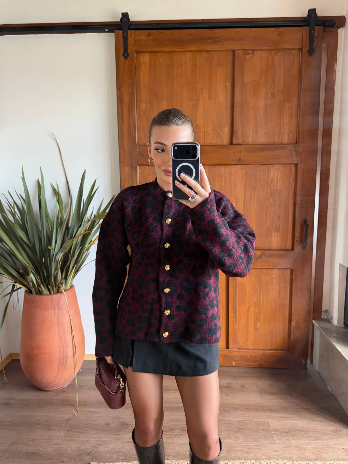 Leopard Print Button Cardigan — photograph 2