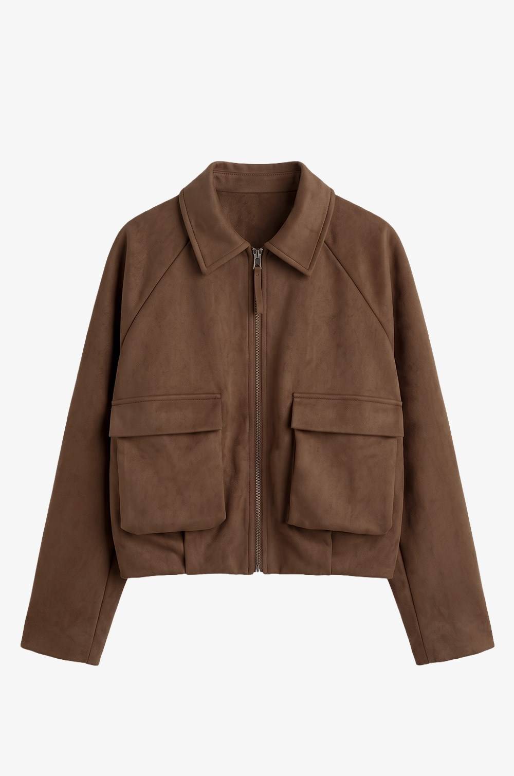 Patch Pocket Suede Bomber Jacket — photograph 4