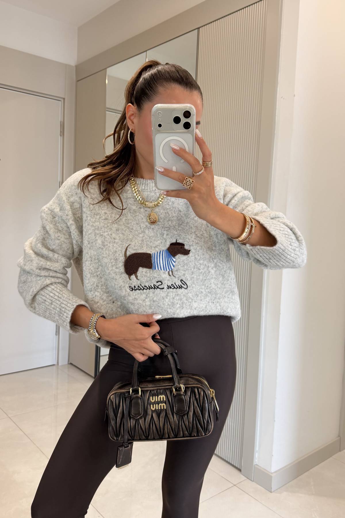 Dogge Grey Printed Jumper — photograph 2