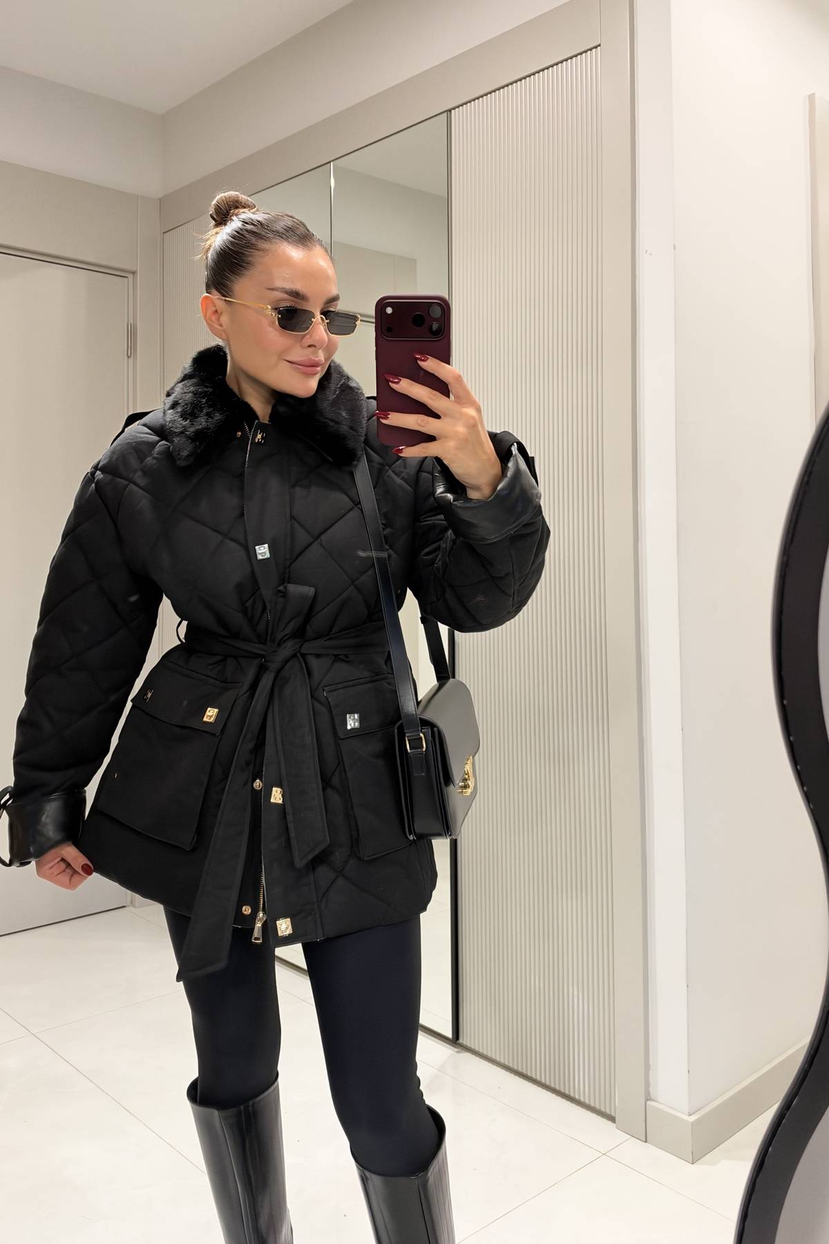 Mayra Quilted Belted Premium Coat — photograph 3