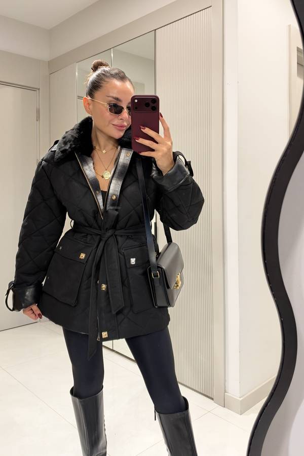 Mayra Quilted Belted Premium Coat