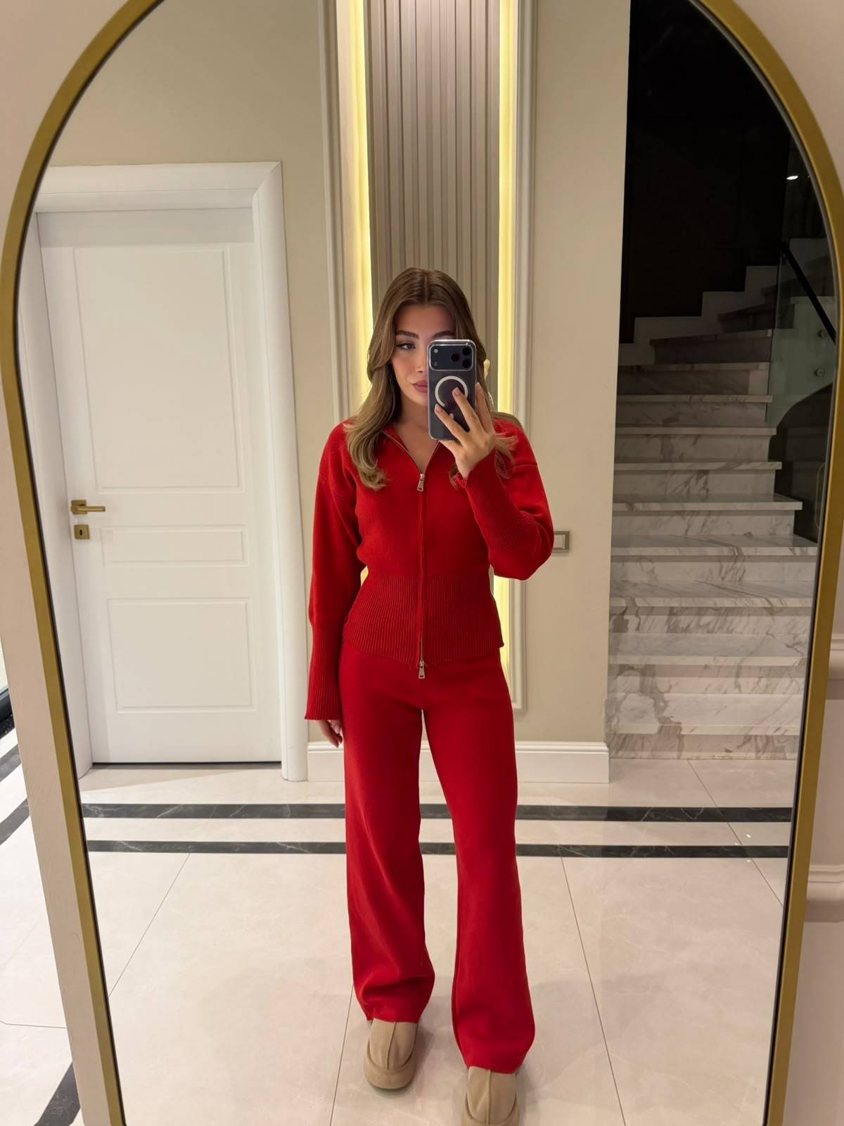 Red Zip Two-Piece Knit Set — photograph 2