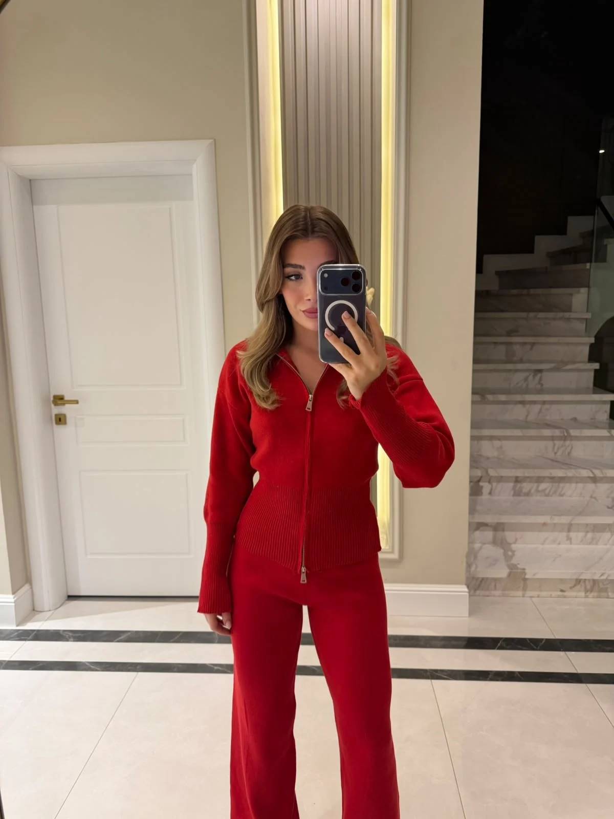 Zip Front Two Piece Knit Set