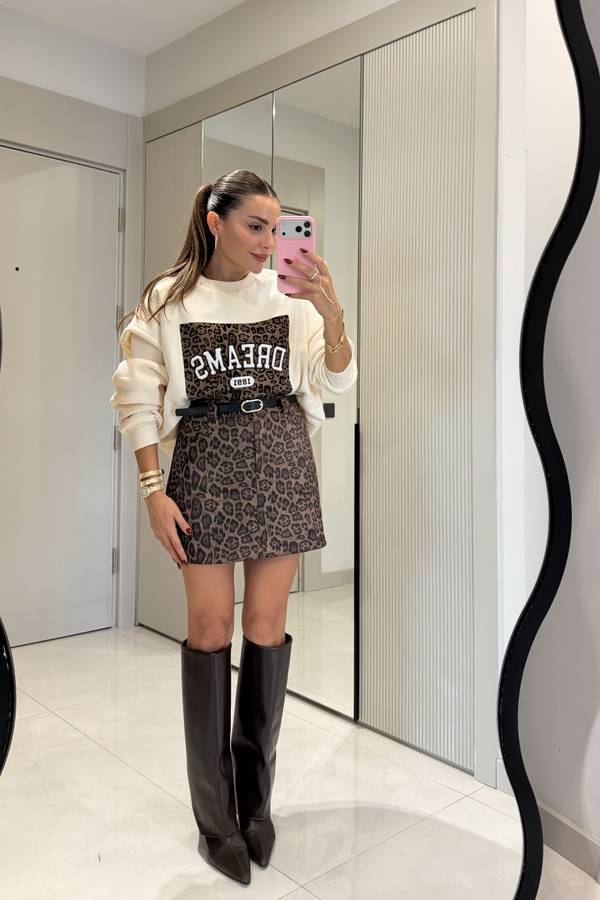 Dreams Belted Leopard Print Skort