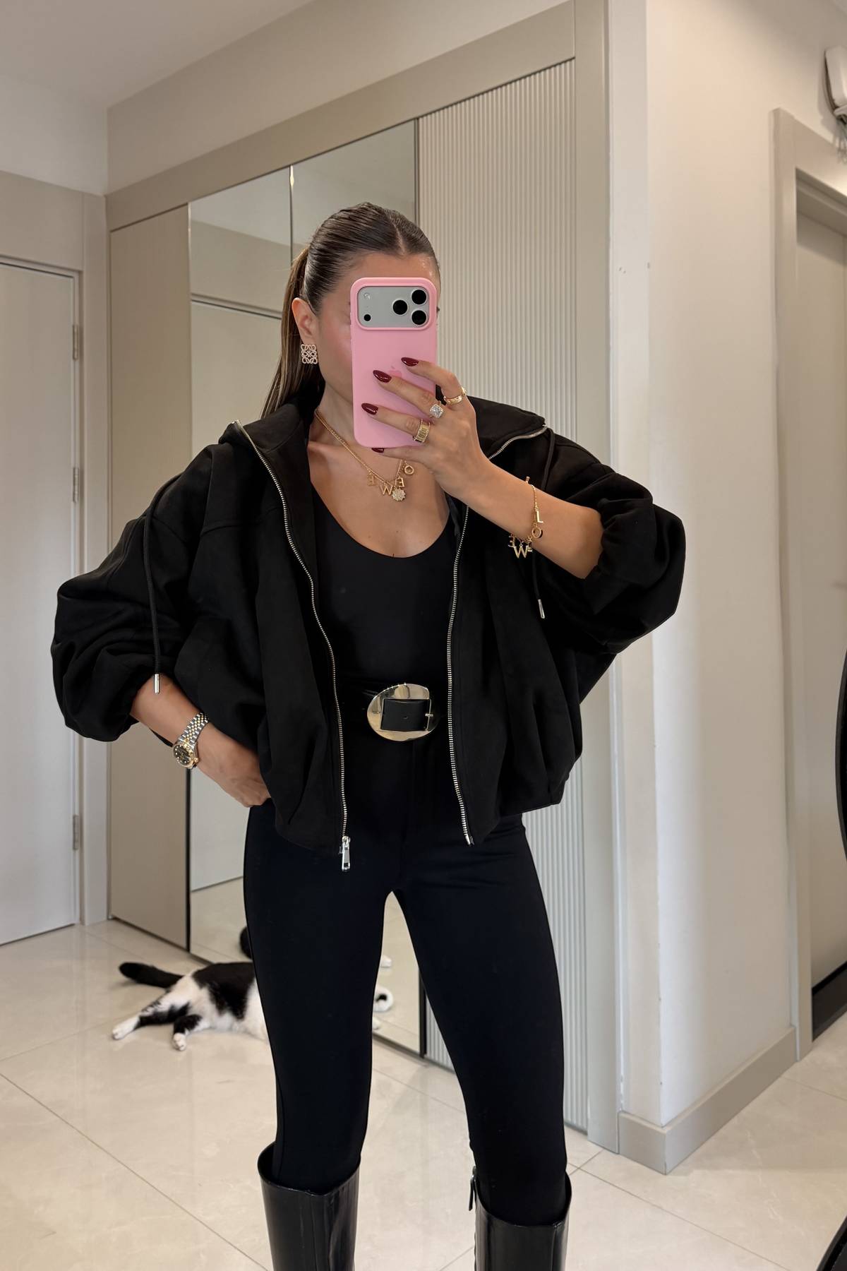 Valeur Hooded Suede Bomber Jacket — photograph 2