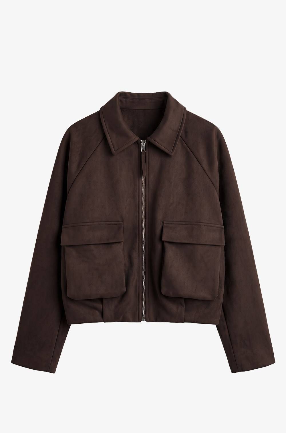 Patch Pocket Suede Bomber Jacket — photograph 4