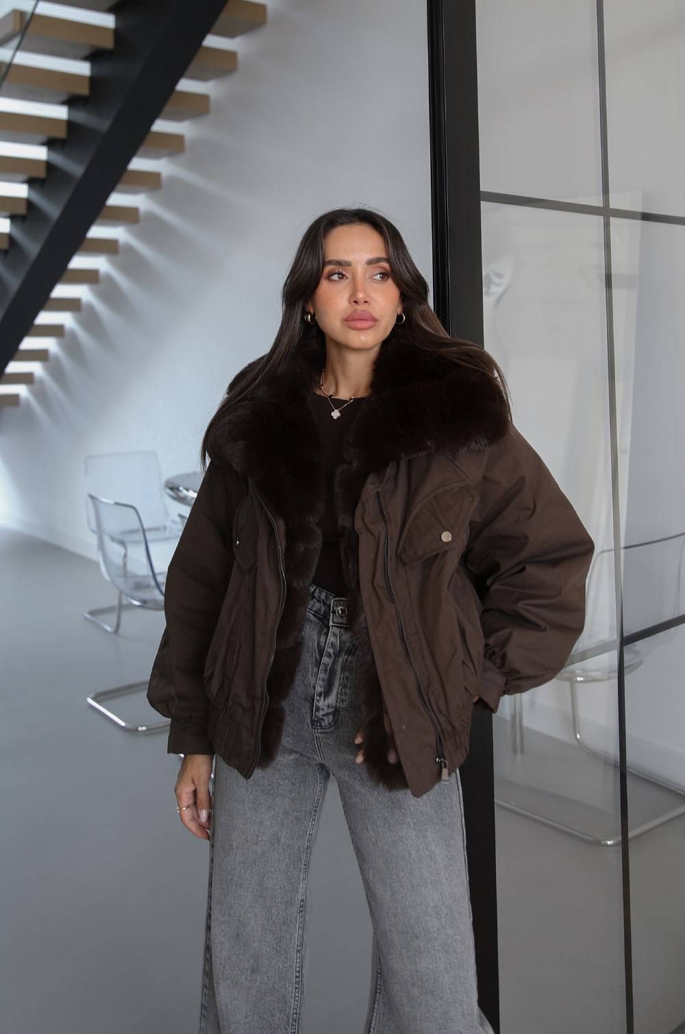 Jota Elasticated Waist Fur Trimmed Coat