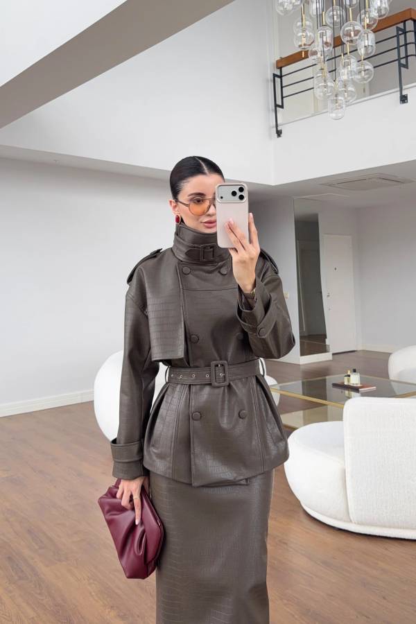 Croc Texture Soft Leather Jacket