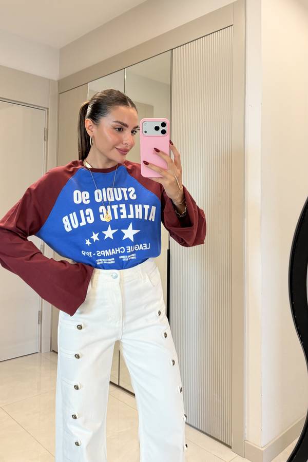 Studio Raglan Sleeve Slogan Print T Shirt