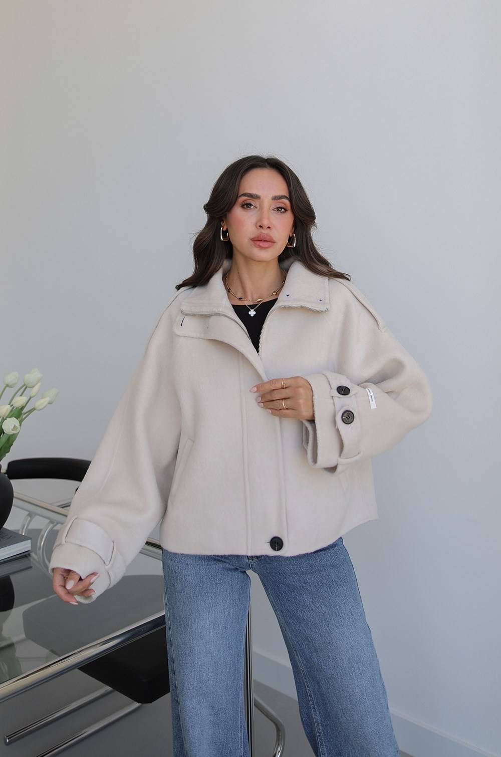 Ecru Hand Made Premium Short Coat — photograph 2