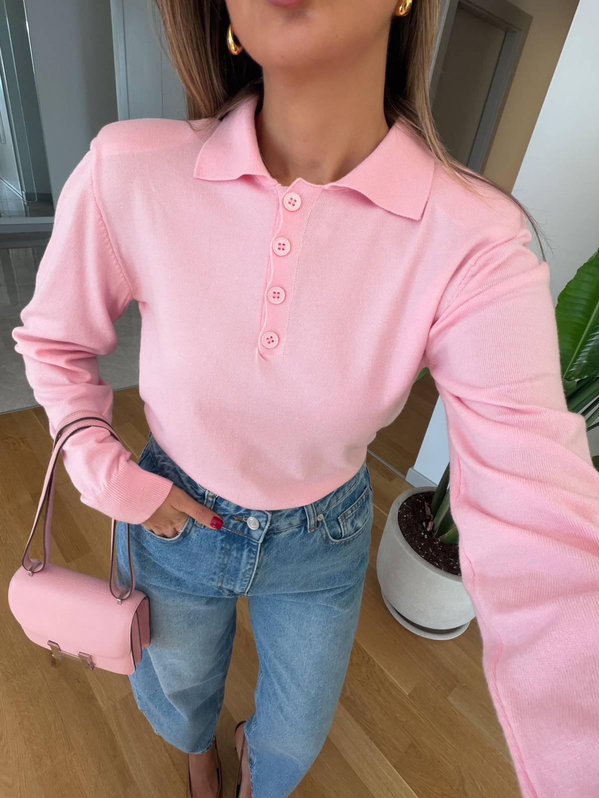 Davi Polo Neck Shoulder Padded Knit — photograph 2