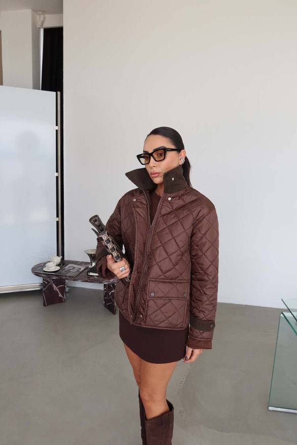 Velvet Collar Quilted Coat