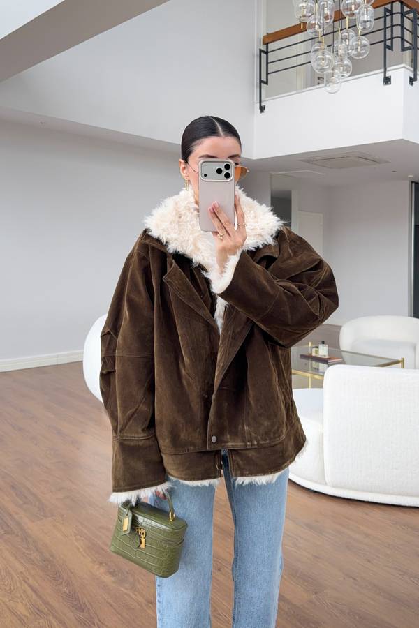 Velvet Fur Detail Coat