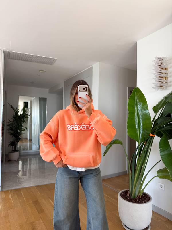 Orange Print Sweatshirt