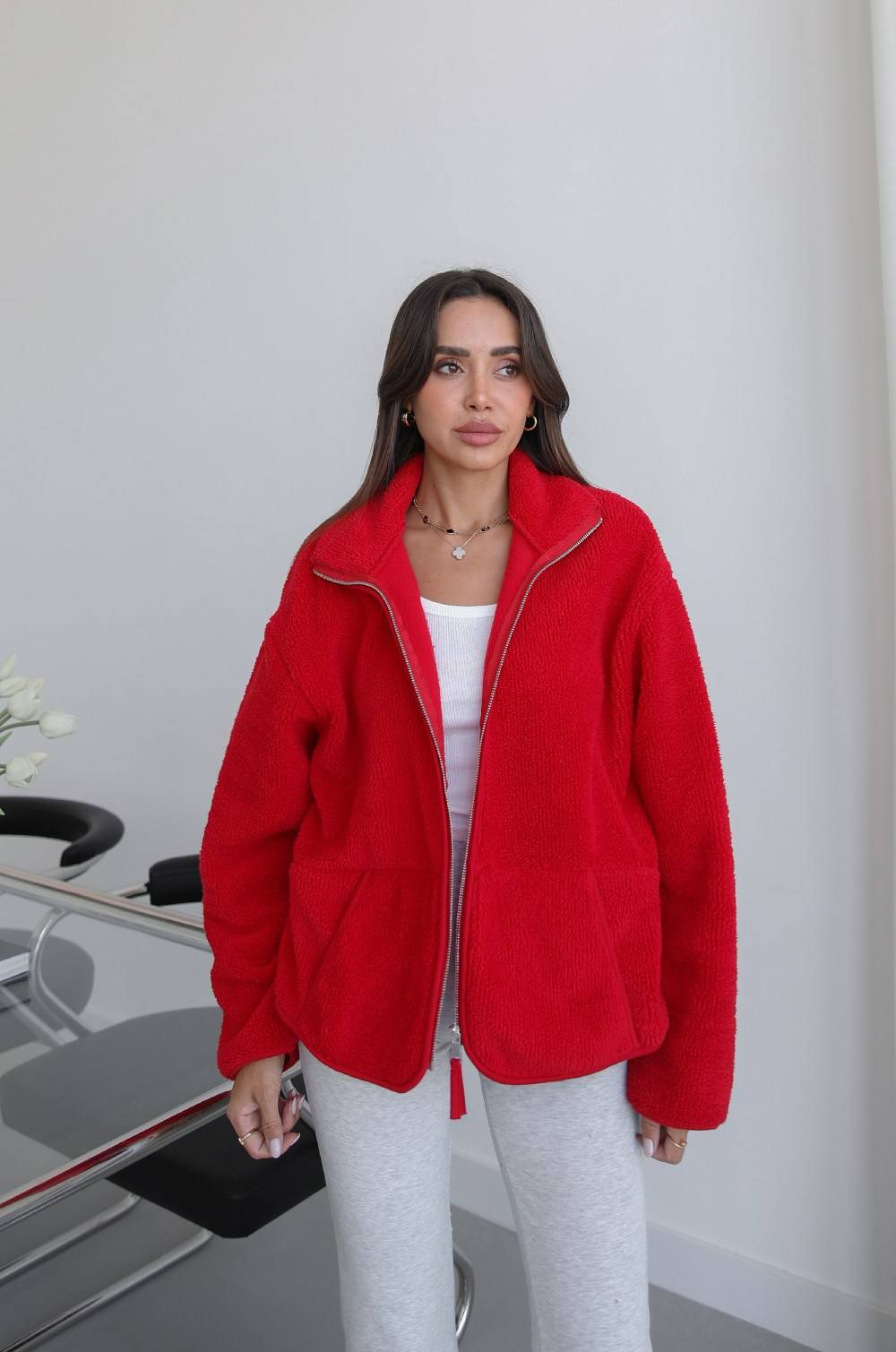 Red Zip Polar Jacket — photograph 2