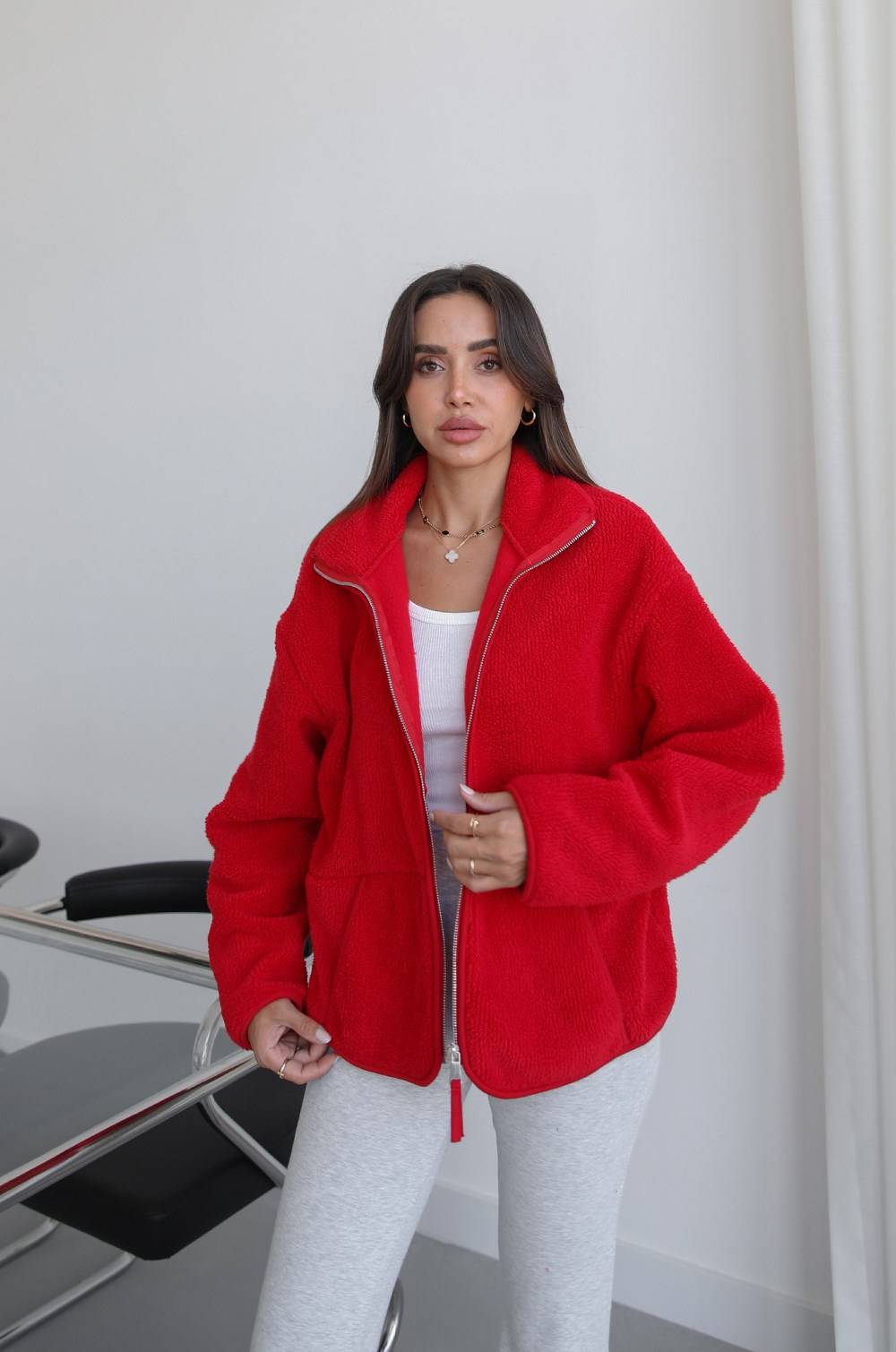 Red Zip Polar Jacket — photograph 3