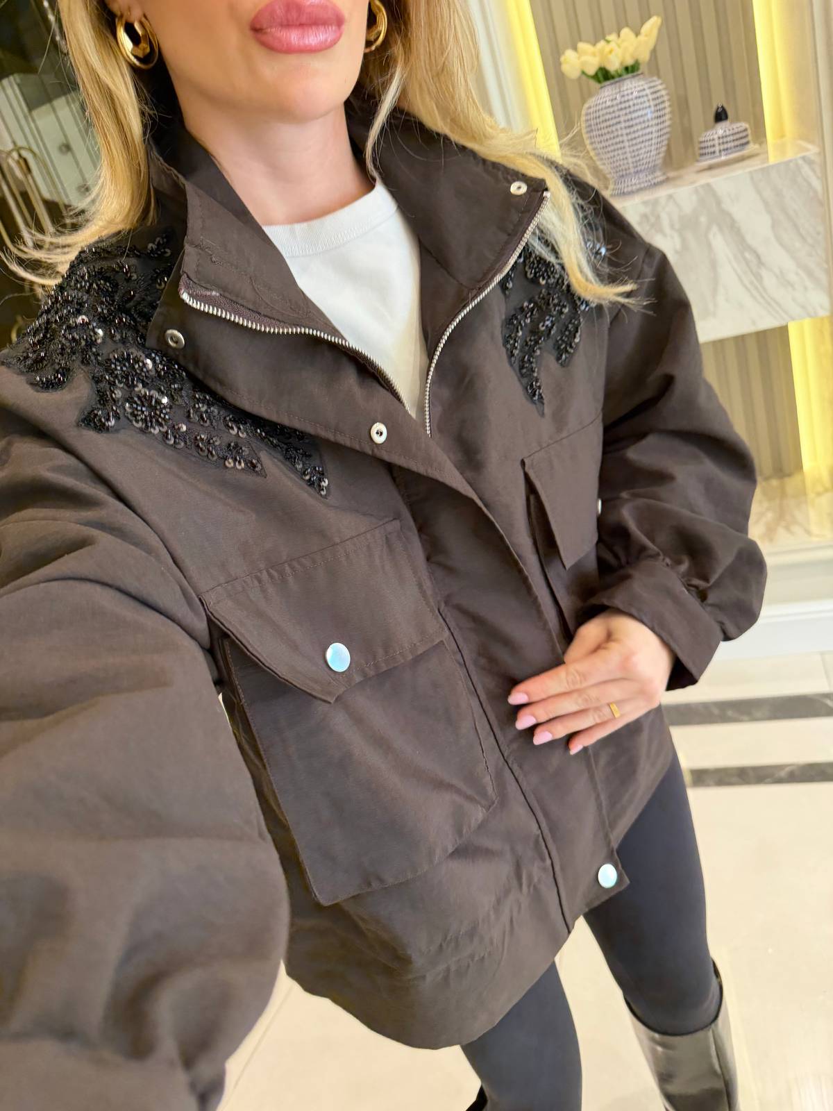 High Neck Embroidered Jacket — photograph 2