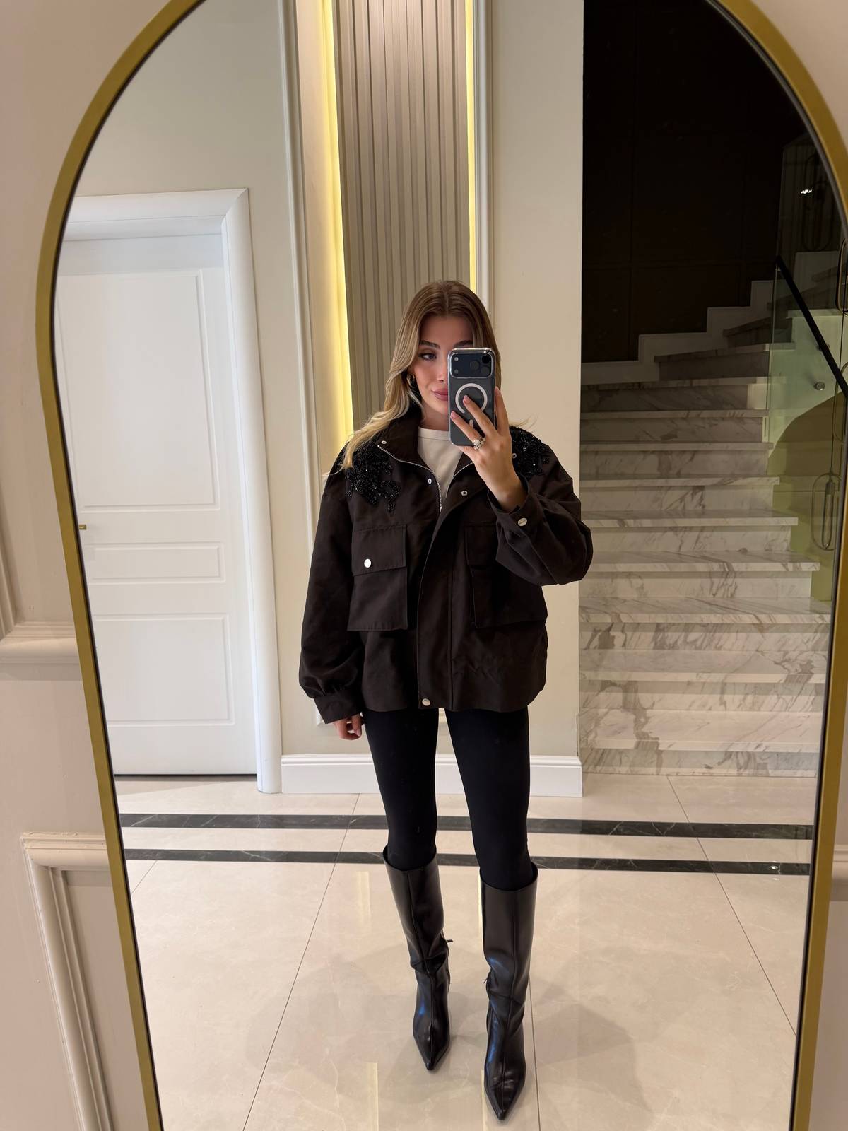 High Neck Embroidered Jacket — photograph 4