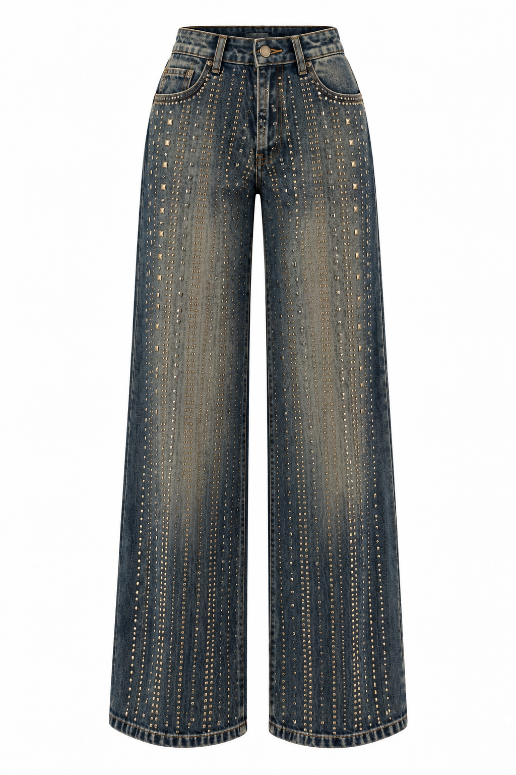 Vintage Washed Embroidered Wide Leg Denim — photograph 2