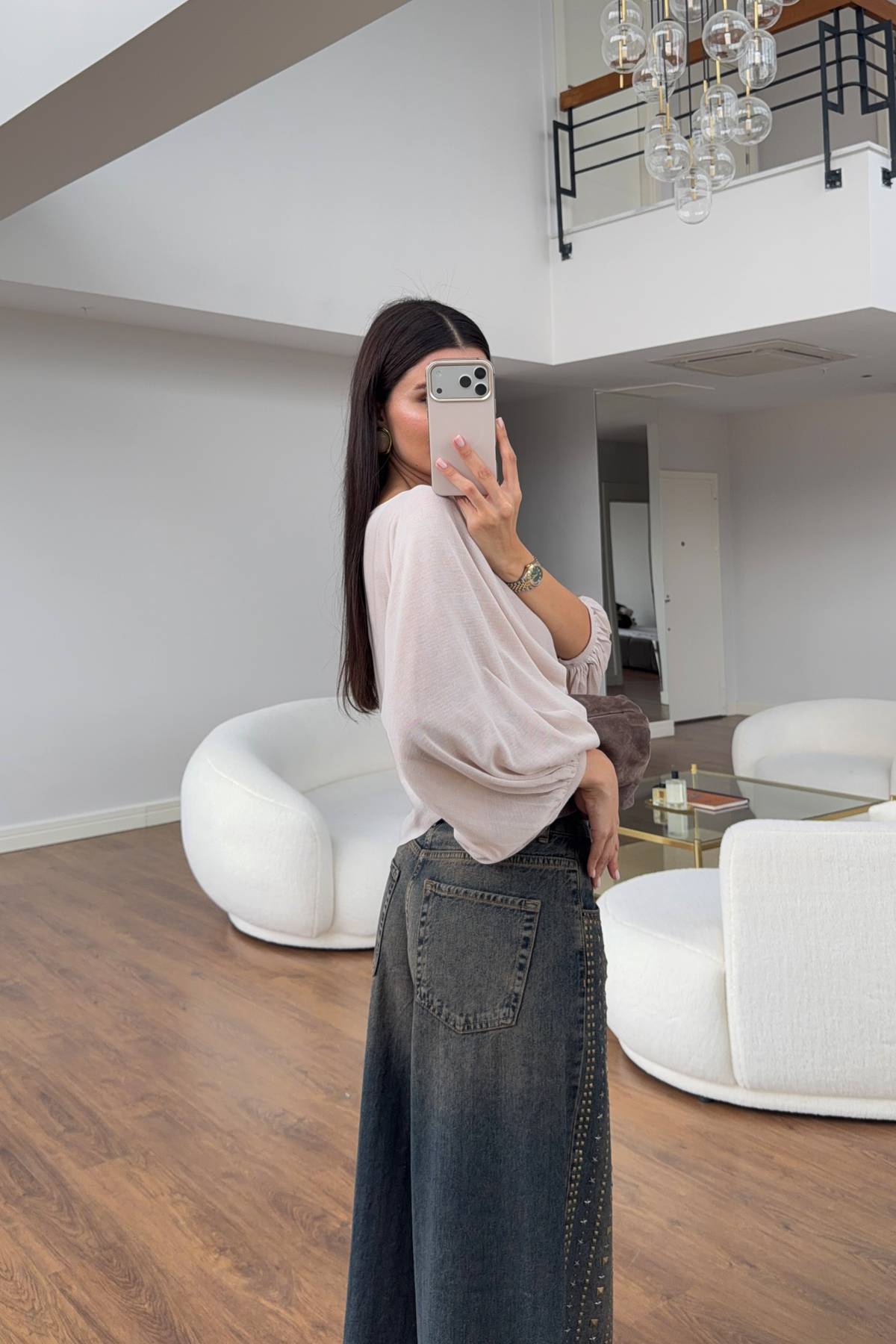 Vintage Washed Embroidered Wide Leg Denim — photograph 3