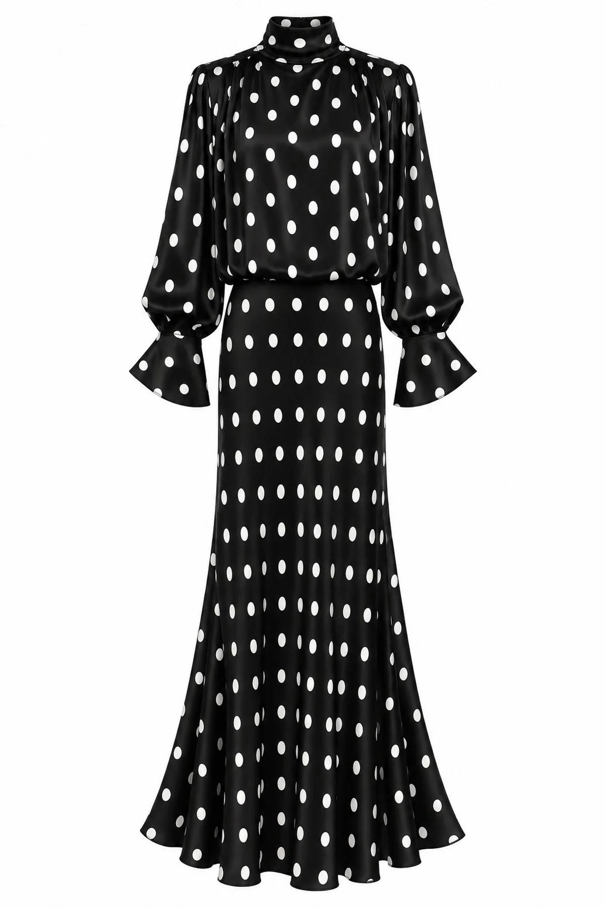 Polka Dot Satin Scarf Dress