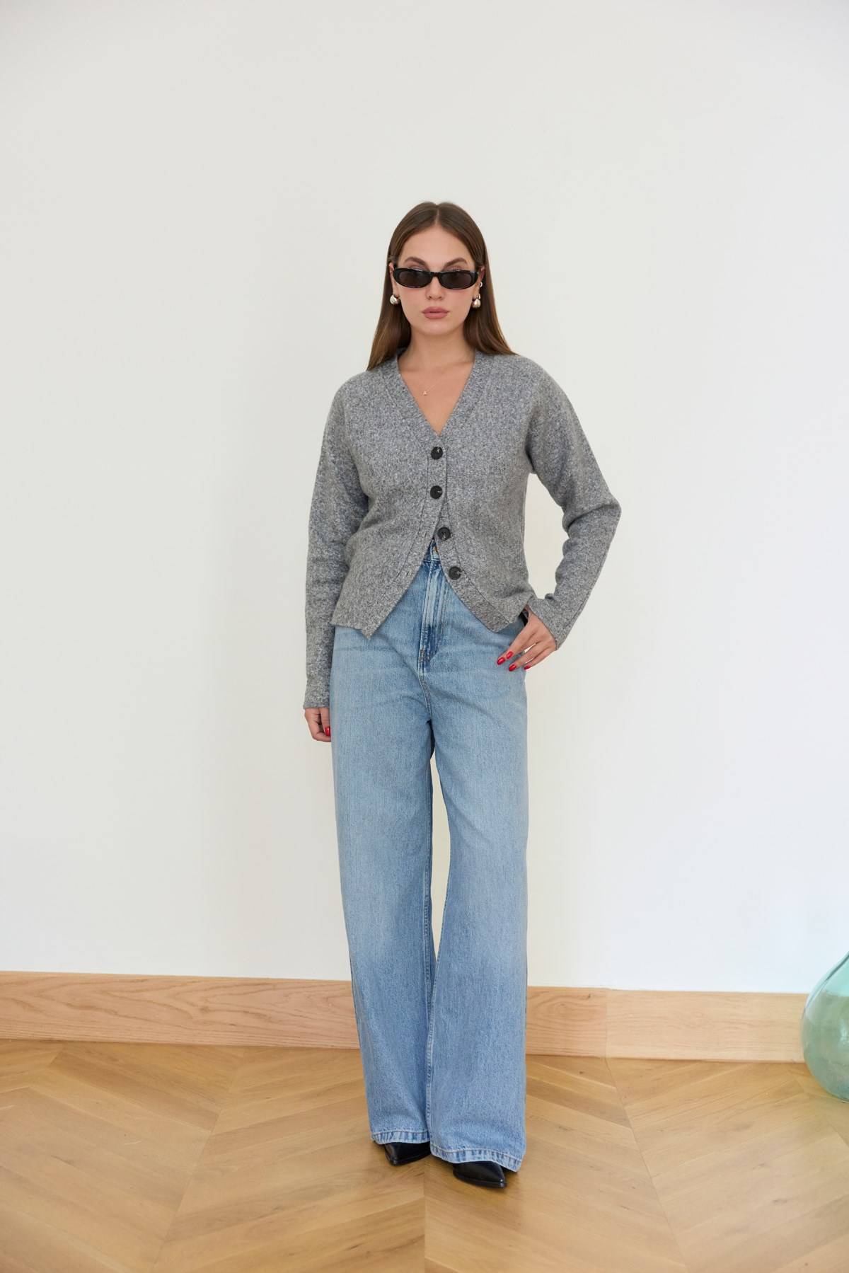 V Neck Tie Detail Cardigan — photograph 4