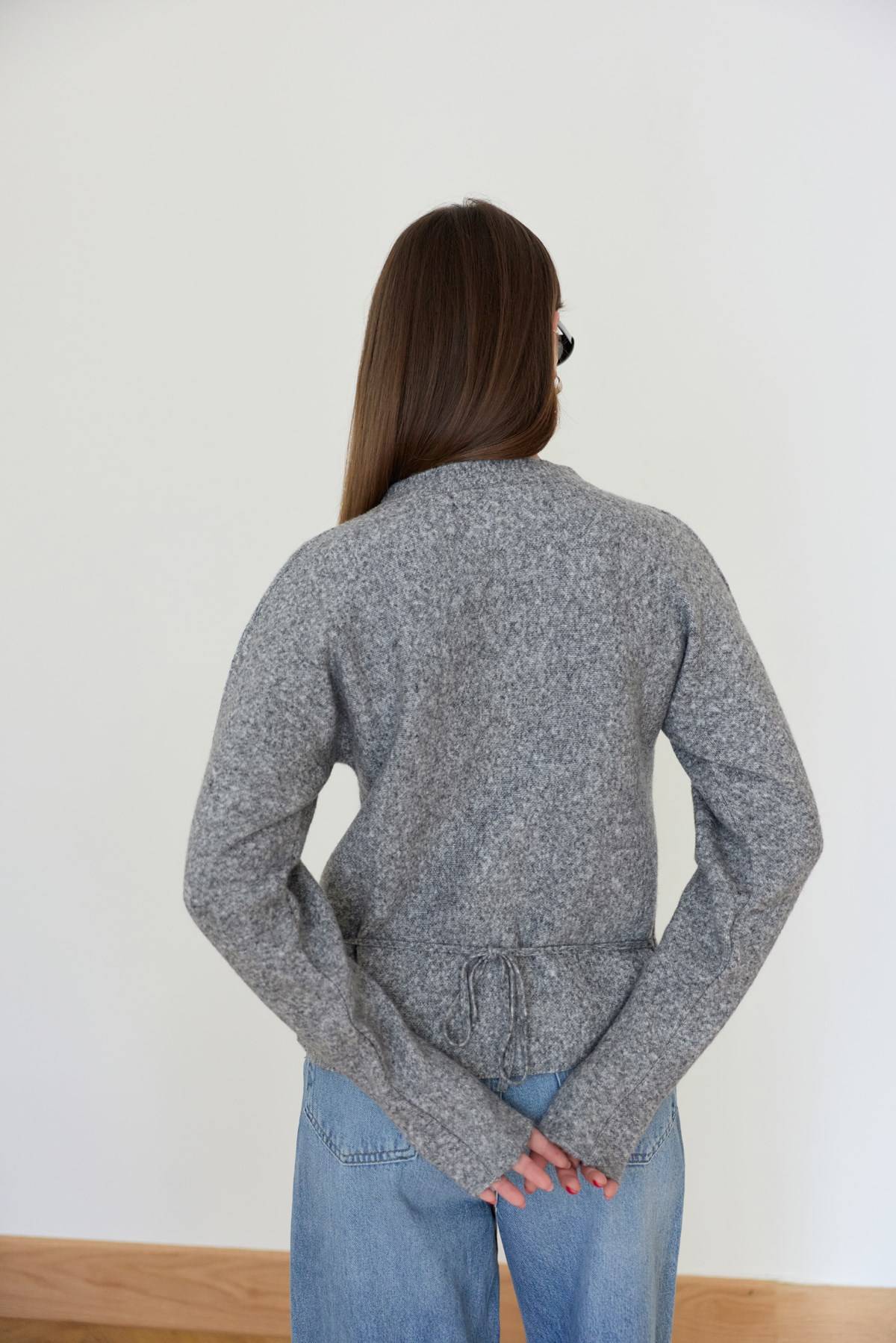V Neck Tie Detail Cardigan — photograph 5