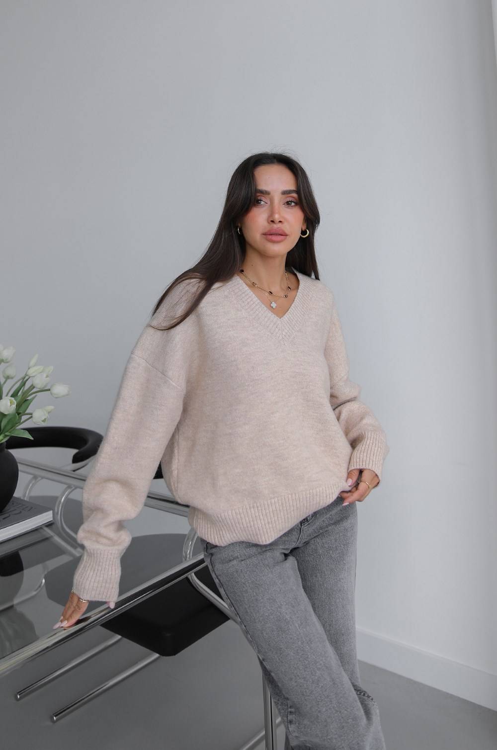 Lorenza V Neck Wool Blend Premium Jumper