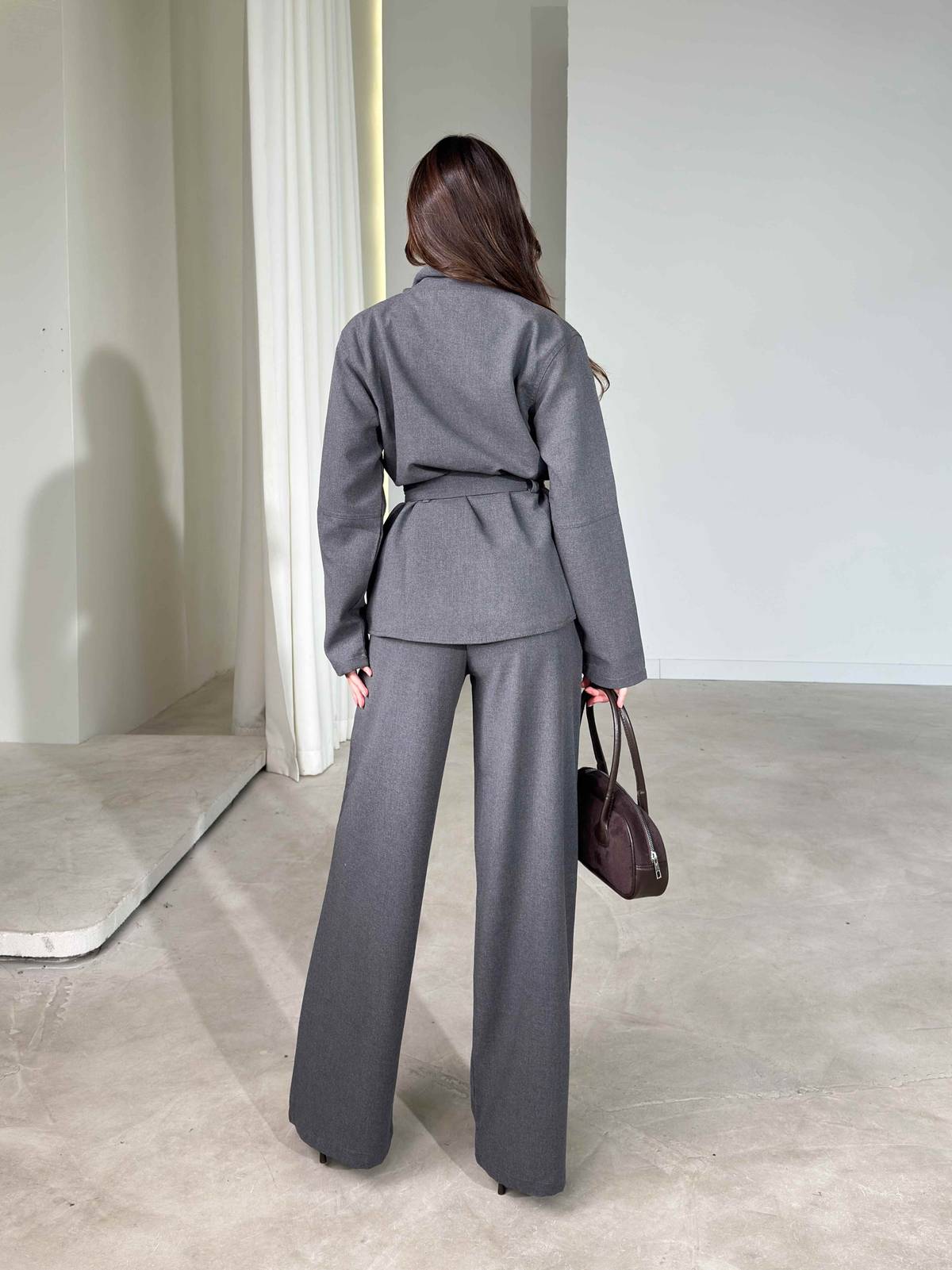 Sashed Button Grey Nena Two-Piece Set — photograph 3