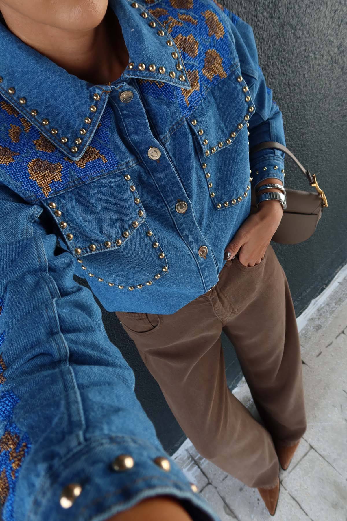 Embroidered Droplu Denim Shirt Jacket — photograph 2