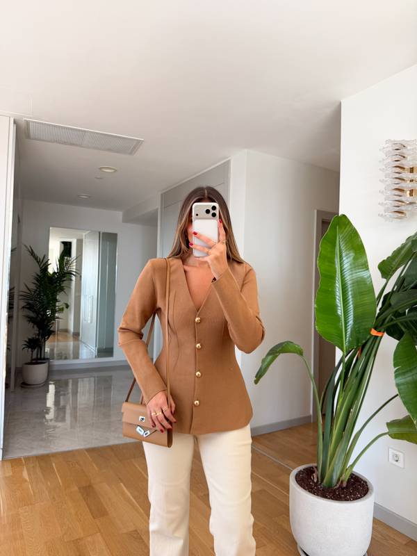 Gold Button Steel Knit Cardigan