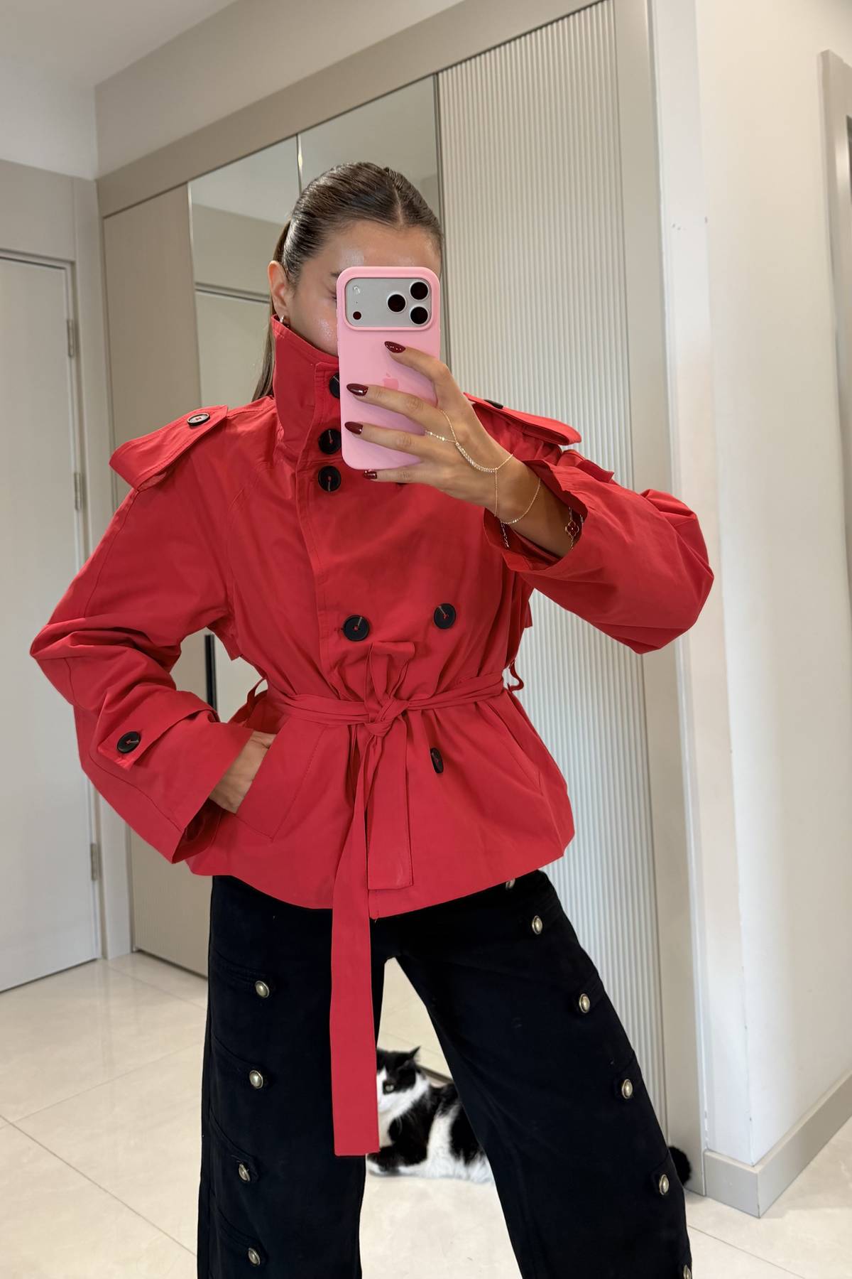 Saphira Belted Short Trench Coat — photograph 3