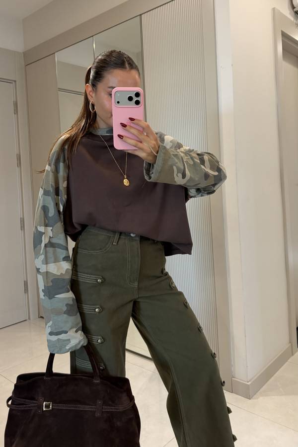 Monarch Camouflage Sleeve Oversized T Shirt