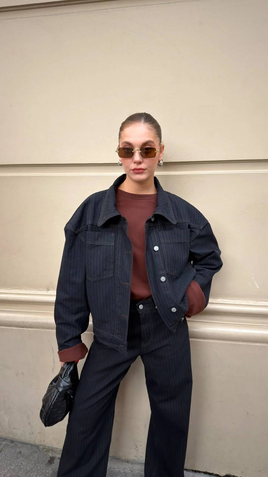 Black Two Pocket Denim Jacket — photograph 3