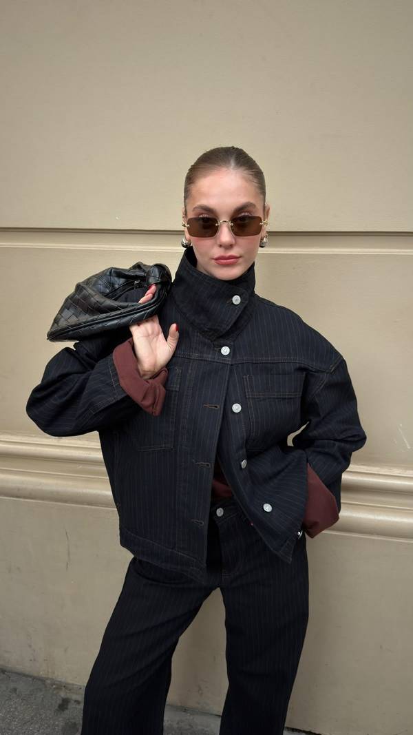 Two Pocket Striped Denim Jacket