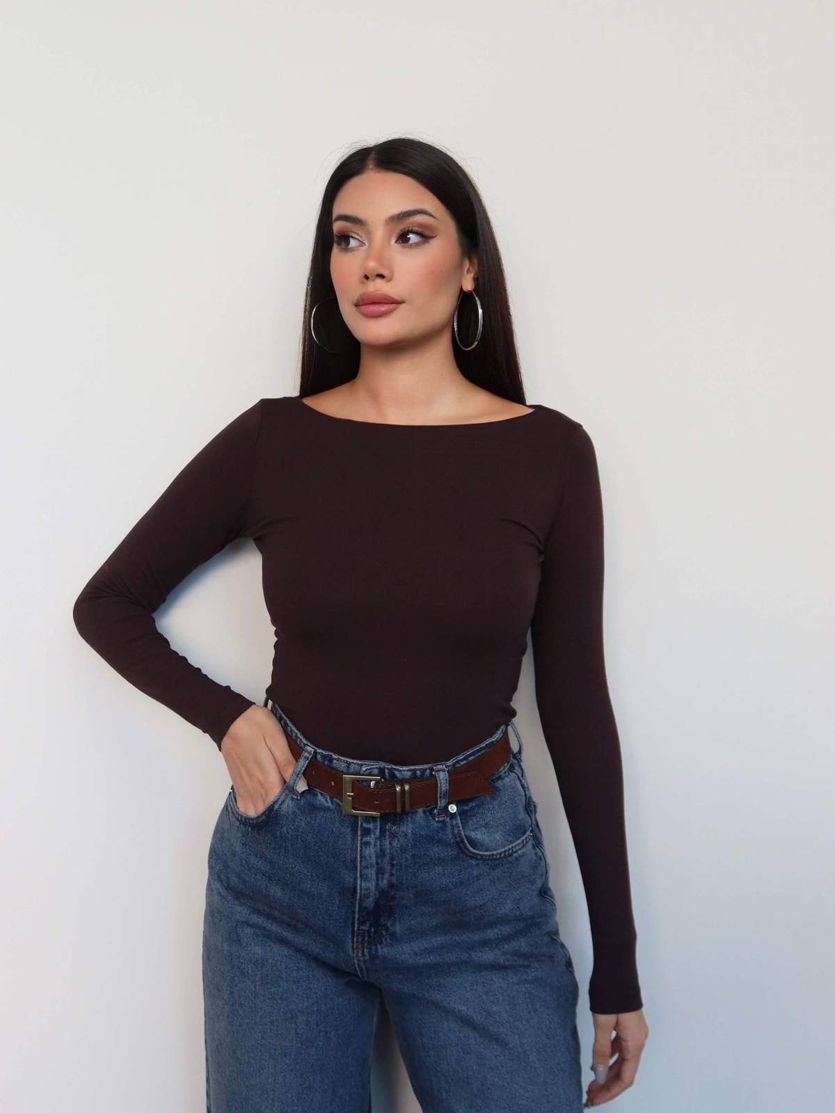 Boat Neck Slim Fit Blouse