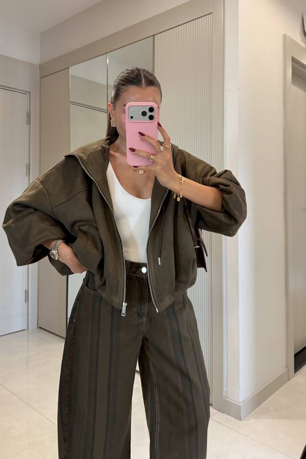 Valeur Hooded Suede Bomber Jacket