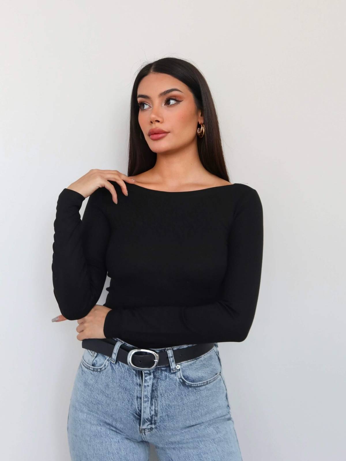 Boat Neck Slim Fit Blouse