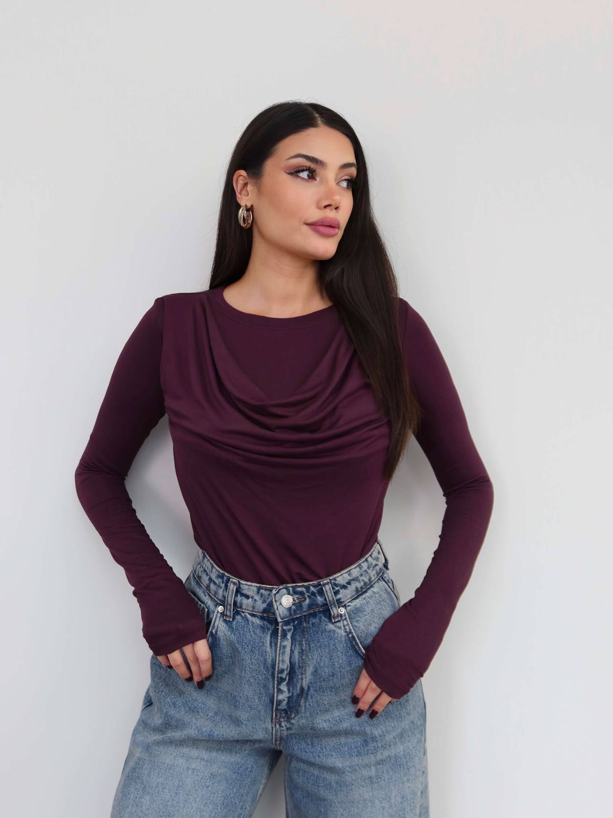 Off Shoulder Long Sleeve Blouse